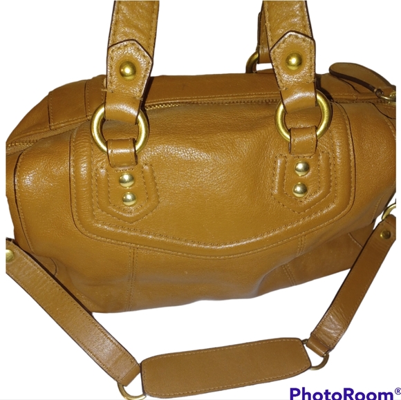 Coach Bags Coach Tan Leather Satchel Handbag W Shoulder Strap Euc